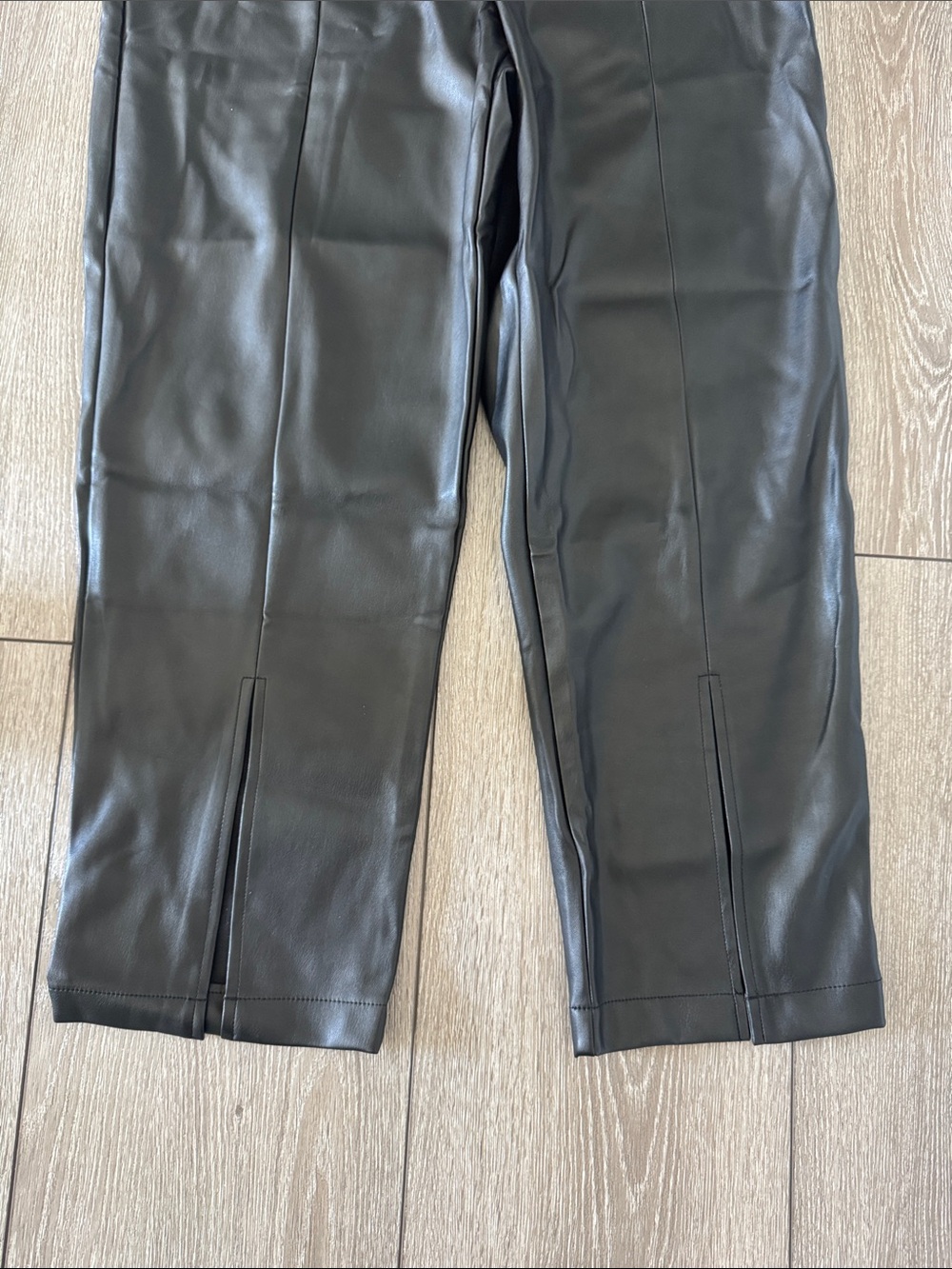 INC International Concepts Black Faux Leather Straight-Leg Pants - Picture 2 of 7